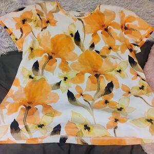Croft & Barrow Orange and Yellow Floral Top